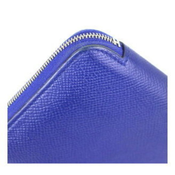 HERMES Azap Long Wallet All Leather Blue Electric Stamped A - Picture 3 of 8